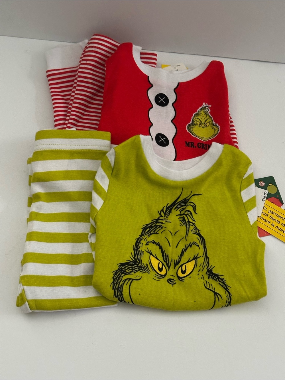 Grinch Kids 4 piece Pajama Set - Lime Green & Red